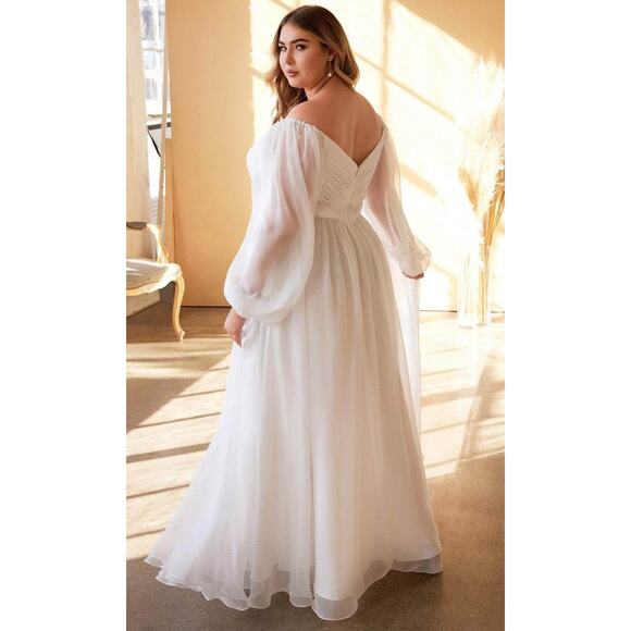 NWT Cinderella Divine White Off Shoulder Ethereal Wedding Gown Size 22 $299 - Picture 3 of 14
